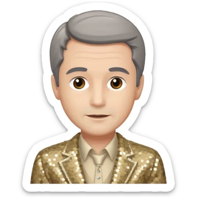 Jeremy Slate, Actor (1926-2006) with gray-brown hair, beige sequin outfit sticker