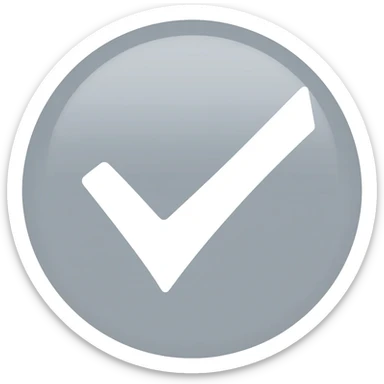 Light Grey circle with big white checkmark please with a straight check mark with no tint sticker