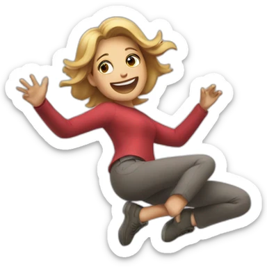 woman jumping over spoilers sticker