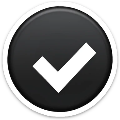 Black circle with a check mark on it sticker