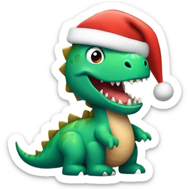 Dinosaur wearing a Santa hat  sticker