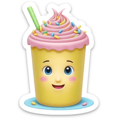 casual sprinkle of thin curved sugar vermicelli pastel bright colors pink yellow green blue matte slightly grainy cylindrical no bowl dessert just sprinkles apple emoji style soft lighting subtle shadows emoji scale sticker