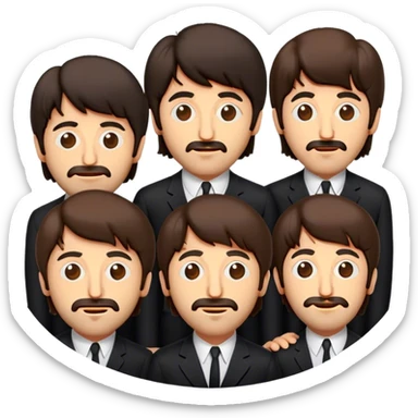 Cinematic Realistic The Beatles Pop Culture Emoji, showcasing an iconic, vibrant portrayal of the legendary band rendered with rich textures and nostalgic lighting that exude musical legacy. sticker