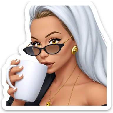 beautiful girl with coffee mug sticker
