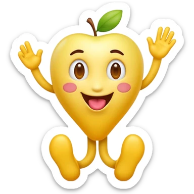 A playful yellow emoji character in official Apple iOS emoji style: smooth gradients, glossy lighting, rounded soft edges, simple facial features, high-resolution 3D-rendered look. The emoji is holding a raised leg and making a silly tongue-out expression. Transparent background. sticker