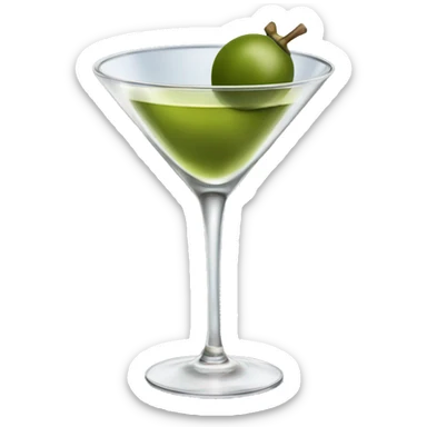 Martini cocktail with an olive inside sticker