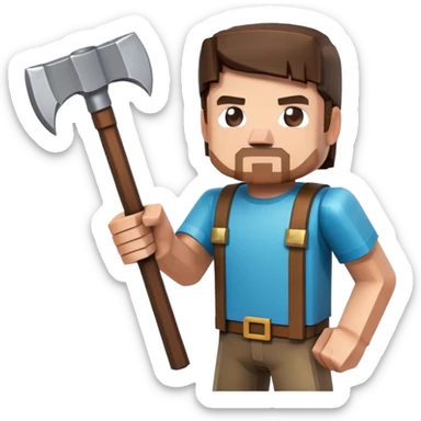 minecraft steve holding a pickaxe sticker