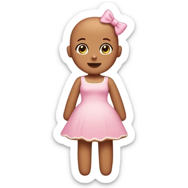 gingerbread girl with baby pink dress and no hair with a light pink bow sticker