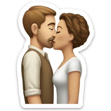 Light skin woman with brown hair kissing white man sticker