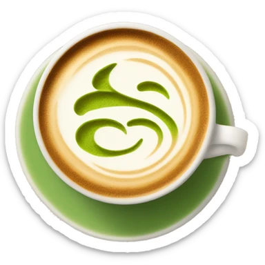 Matcha latte with latte art sticker