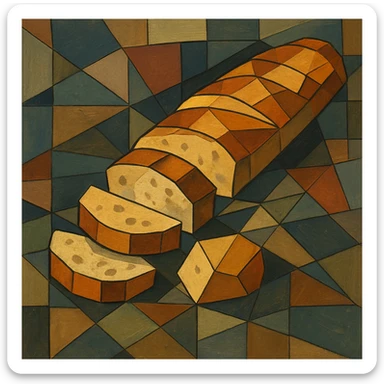 a sliced baguette, classic illustration, cubist abstraction style sticker