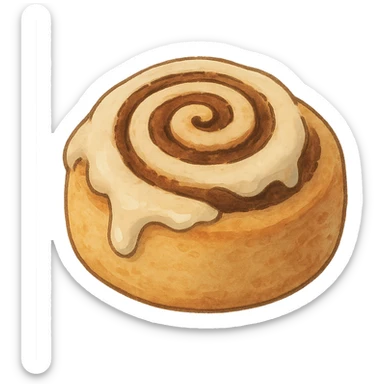 ghibli style cinnamon roll with soft colors, no background sticker
