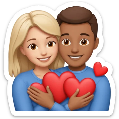 Man and woman hugging with hearts around them sticker