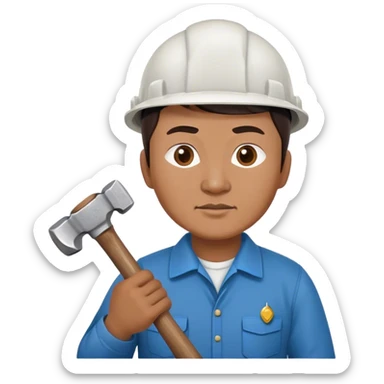 photorealistic kazakh worker middle age with 
hammer sticker