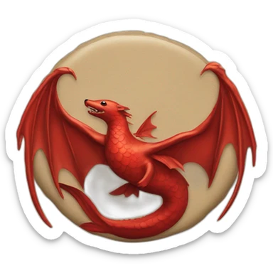 seal stamp with a red dragon with outstretched wings in the center sticker