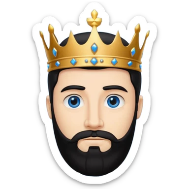 King Solomon with black hair and beard, blue eyes sticker