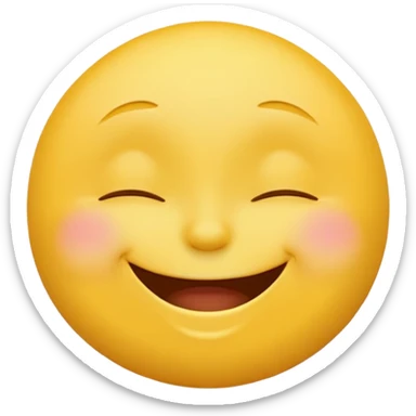 Emoji, yellow round laughing face, closed eyes sticker