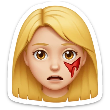 girl tearing up sticker