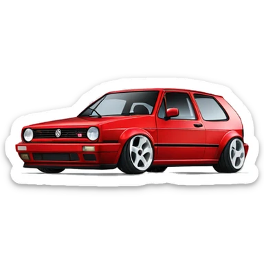 Volkswagen Golf 3 GTI red stanced  sticker