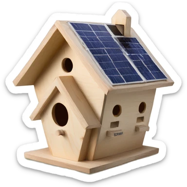 Apartment building shaped birdhouse for birds with solar lights  sticker