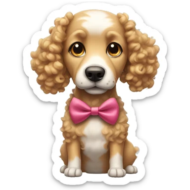Curly dog with bow sticker