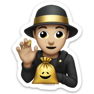 Robber emoji holding a bag with gold sticker