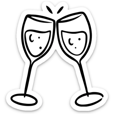 Two champagne glasses clinking together sticker