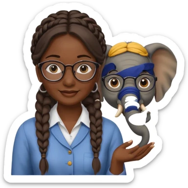 a woman elephant teaching sticker