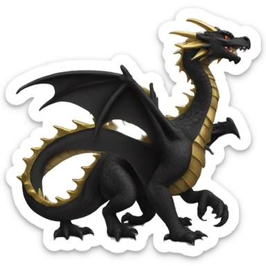 big black dragon and small gold dragon sticker