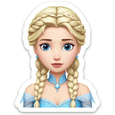 Elsa ice queen with blonde braid sticker