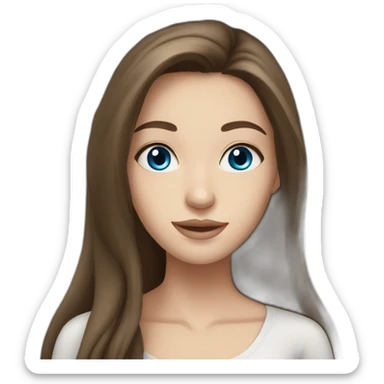 Brunette girl with long hair, white skin, Europe race,blue eyes sticker