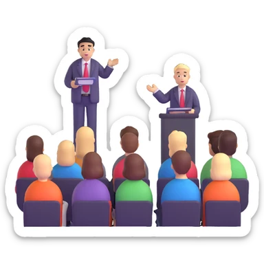 professional hair stylist giving seminar to hairdressers sticker