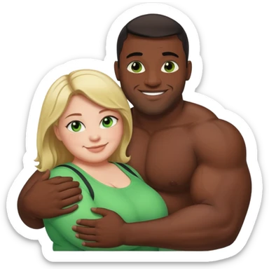 Fat white girl green eyes  hugging muscular black man  sticker