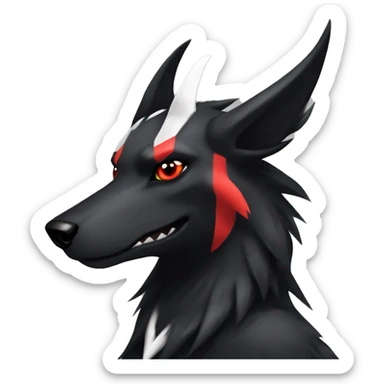 Black Cool Edgy Sergal-Houndoom-Fakémon  with White and Red Edgy markings sticker