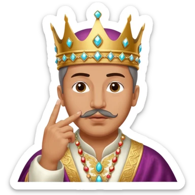 A turkish Sultan putting a finger in front of his mouth while his eyes are pure white sticker