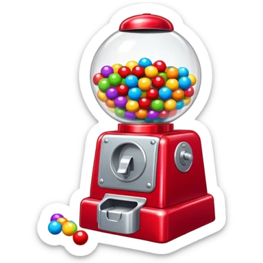 Red Bubblegum machine with multicolored gumballs sticker