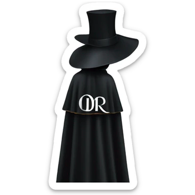 back profile of black magician, cape that says Dior, Dior logo on the cape sticker