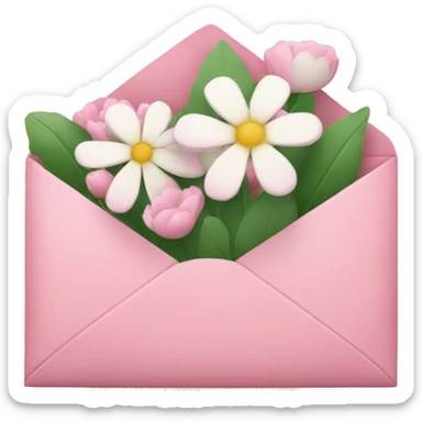 Pink envelope with white flowers sticker