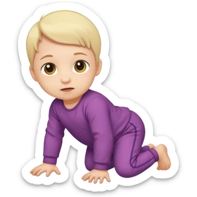 baby crawling to the side with clothes on sticker