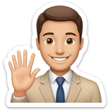 a professional man saying hi sticker