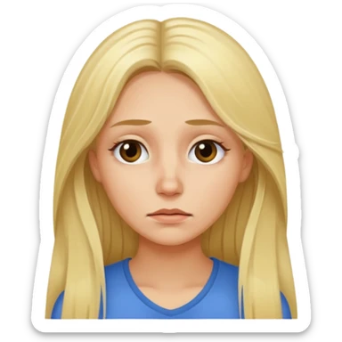 tired blond woman with long hair sticker