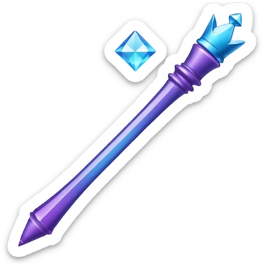 Create a small, visually appealing icon of a magic wand (chess wand style) to represent creativity and artistic design. Use a clean, modern look with glowing accents in purple and blue shades.
 sticker