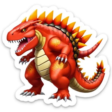 Shiny Exotic Colorful Groudon-Fakémon-hybrid-creature (full body)  sticker