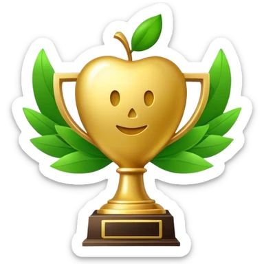 World record trophy that has a green text  message  Apple icon emoji  sticker