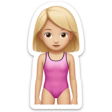 A girl wearing a school swimsuit sticker