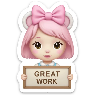 mymelody with sign that says great work sticker