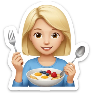 haz una chica rubia desayunando sticker
