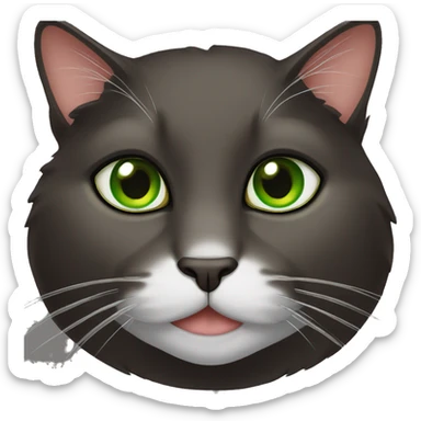 Dark brown Tuxedo cat with green eyes sticker