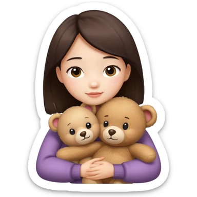 Little chinese girl – hugging a teddy bear.
 sticker
