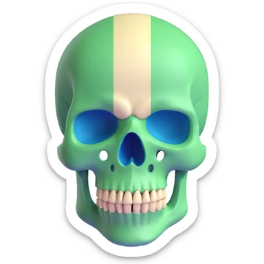 3D skull with Milwaukee Bucks colors (green, cream, blue) sticker